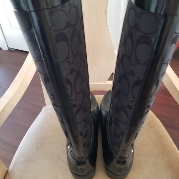 COACH Tall Rubber Rain Boots - Women's Size 11B - Picture 3 of 11